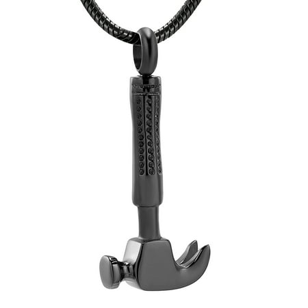 Hammer Urn Necklace for Ashes Memorial Cremation Jewelry Ash Holder Stainless Steel Keepsake Pendant Necklace for Men Women