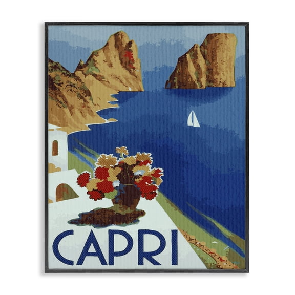 Stupell Industries Coastal Capri Island Cliffs Black Framed Giclee Art, 11 x 14, by Lil' Rue