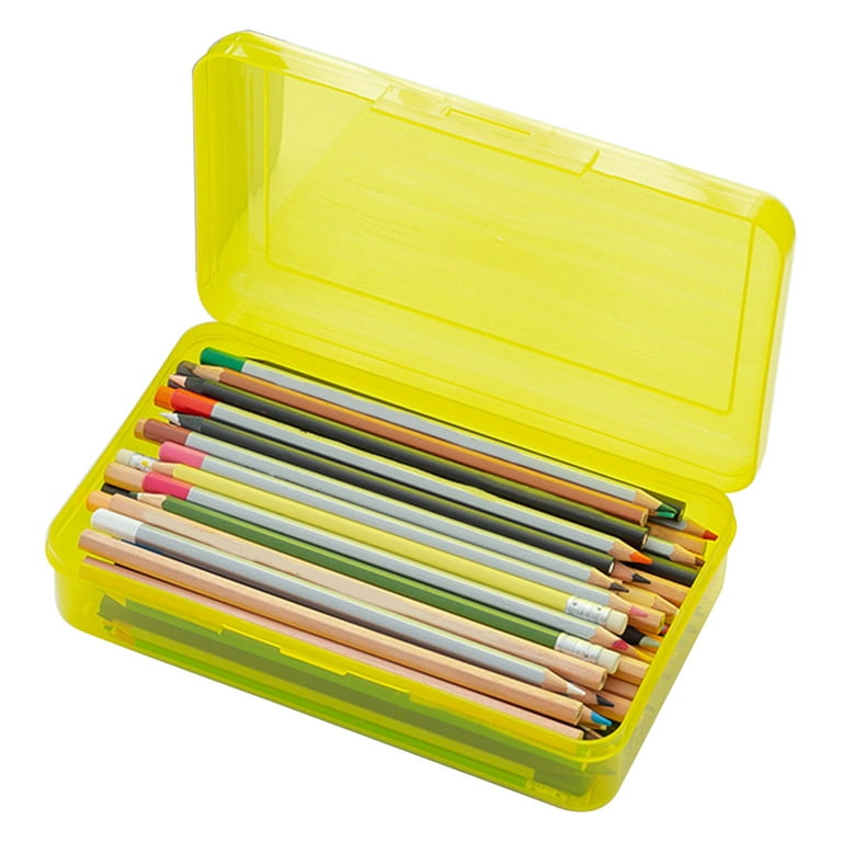 Seajan 80 Pcs Large Pencil Box Lightweight Portable Clear Plastic Pencil  Case Durable Pencil Box Organizer Colorful Pen Holders for Desk Office Home