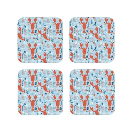 

Tideii Lobsters for Leather Coasters 4 Pieces Anti-fouling and Anti-scalding Decorative Coasters Suitable for Restaurants Kitchens Coffee Shops-Square