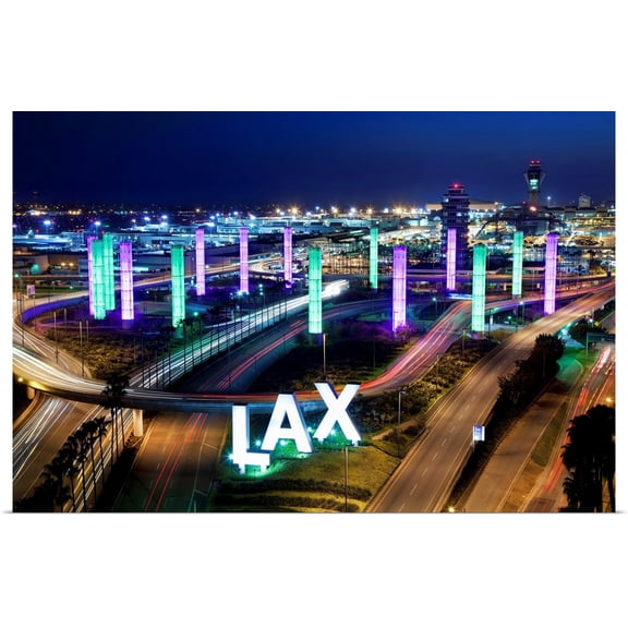 Great BIG Canvas | Rolled Scott Stulberg Poster Print entitled Los Angeles International Airport at night from above