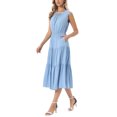 thumbnail image 4 of INSPIRE CHIC Women's Summer Dresses Sleeveless Crewneck Sundress Tiered Casual Flowy Midi Dress with Pockets L Sky Blue, 4 of 6