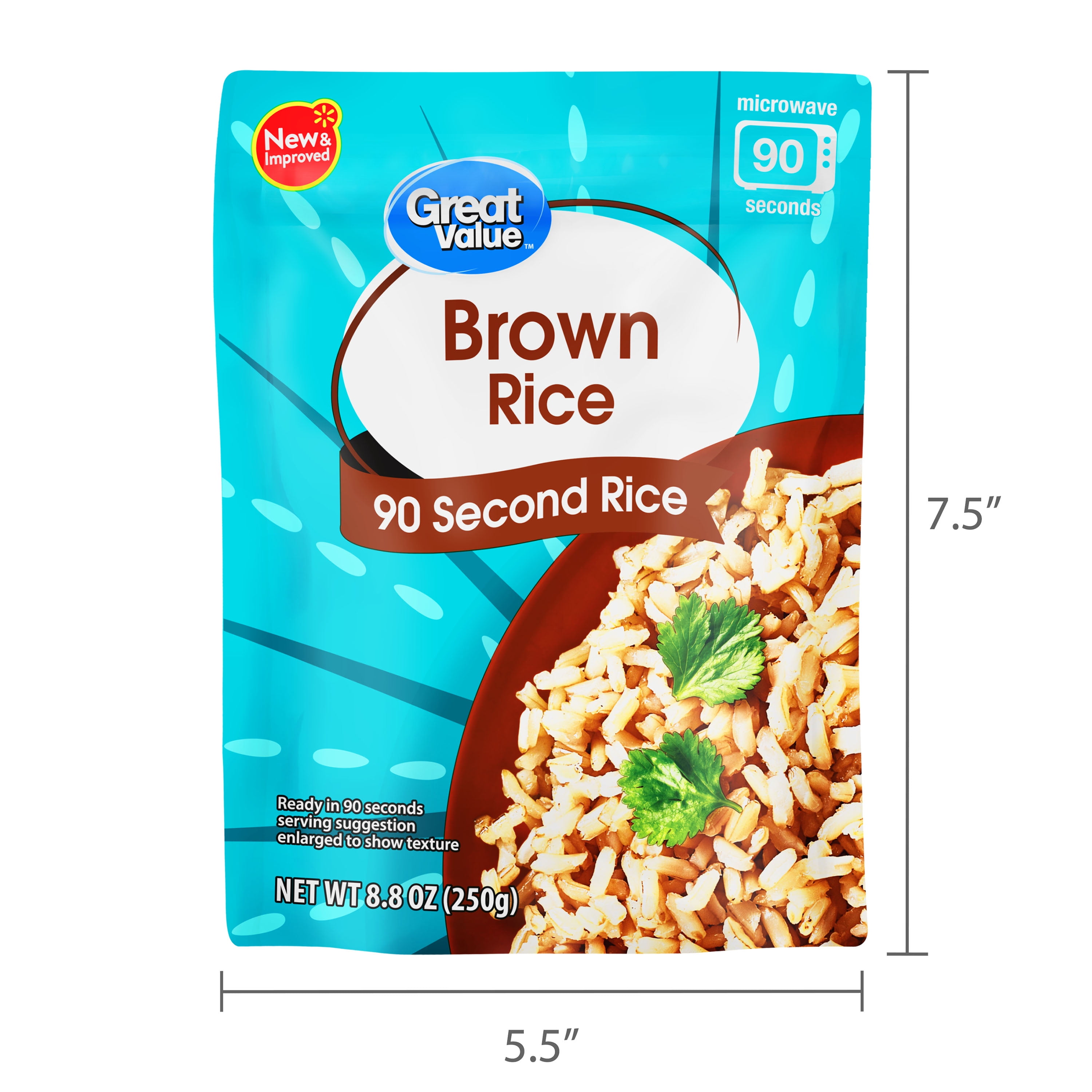 Great Value Ready-to-Heat 90-Second Brown Rice Pouch, 8.8 oz