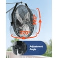 thumbnail image 3 of Ventilador de pared industrial VEVOR de 18 pulgadas, ventilador interior de alta velocidad de 4000 CFM con 3 velocidades, potente motor para garaje con aspas de aluminio para taller, almacen, 3 of 9