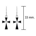 thumbnail image 5 of AeraVida Faithful Elegance Cross with Black Onyx Inlay Sterling Silver Dangle Earrings, 5 of 5