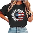 thumbnail image 4 of Mifsaly 4Th Of July T-Shirt Women Casual Sunfloral American Flag Graphic Tee Daily Outing Crewneck Short Sleeve Summer Top Lightweight Breathable Loose Fit Patriotic Shirt L, 4 of 5