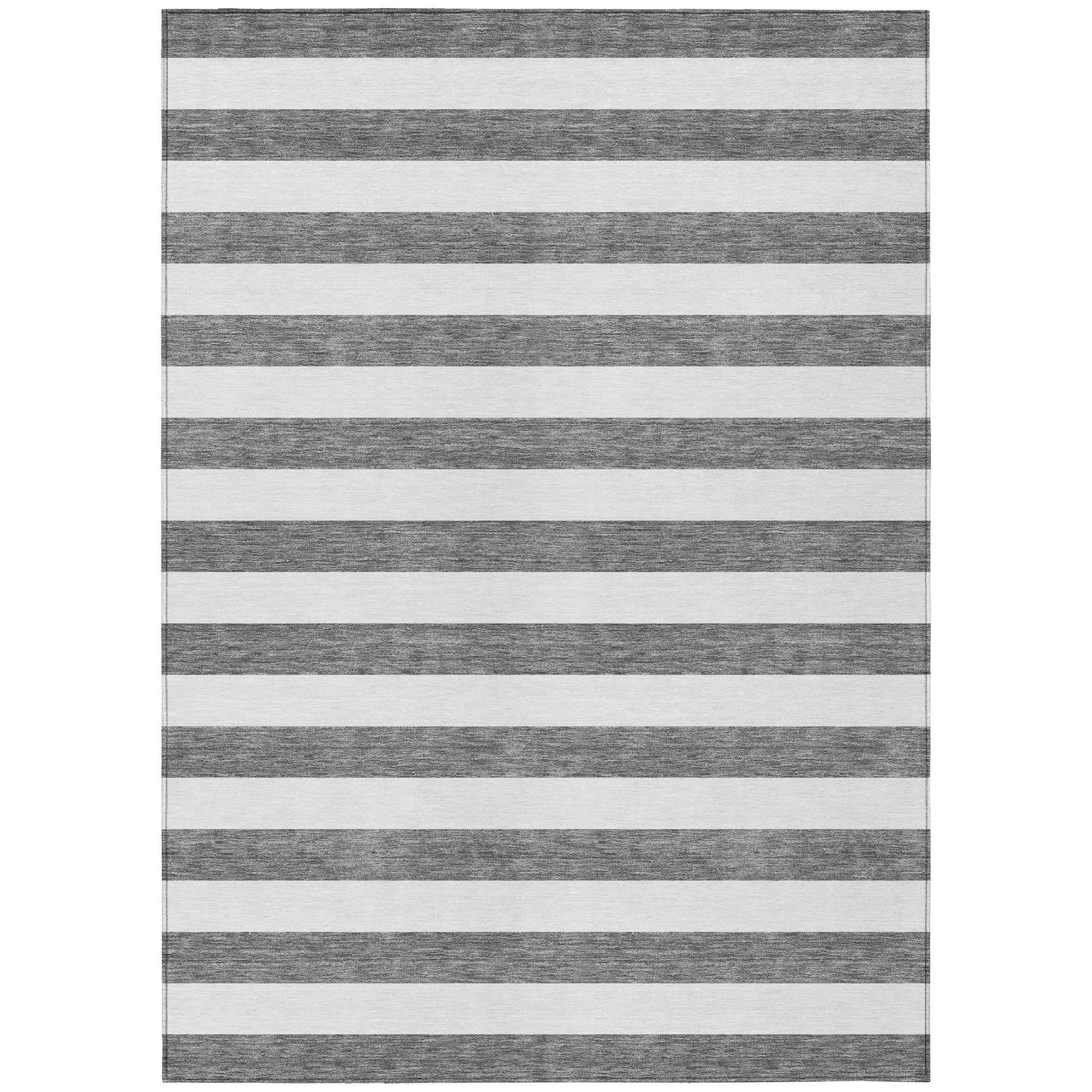 Addison Rugs Chantille Indoor/Outdoor Transitional Stripes Charcoal Washable Rectangle Rug, 3' x 5'