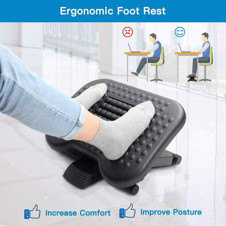 HUANUO Foot Rest for Under Desk at Work, Adjustable Footrest with Height  Memory Foam, 2 Heights Adjustable Foot Rest for Office, Home, Airplane