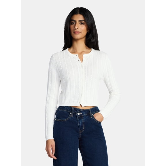 Madden NYC Women's Cable Cardigan, Sizes XXS-XXL