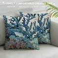 thumbnail image 3 of Creowell Summer Coastal Pillow Covers Navy Blue Coral Throw Pillow Cover Coral Branch Ocean Themed Beach Decor Pillowcase Beachy Nautical Cushion Case for Sofa Couch Outdoor Decor 12x12in, 3 of 5