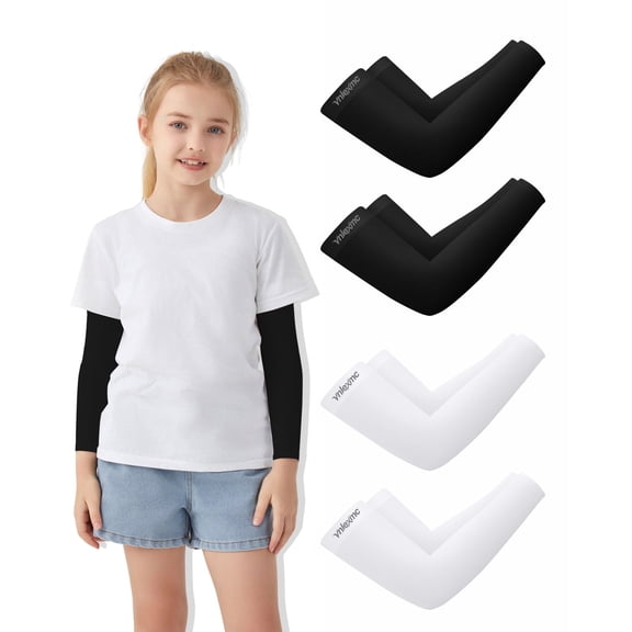 VNLEXMC 4/6 Pairs Arm Sleeves for Kids – Sun Protection Cooling Compression Sleeves for Boys,Girls & Youth,Sports,Gardening