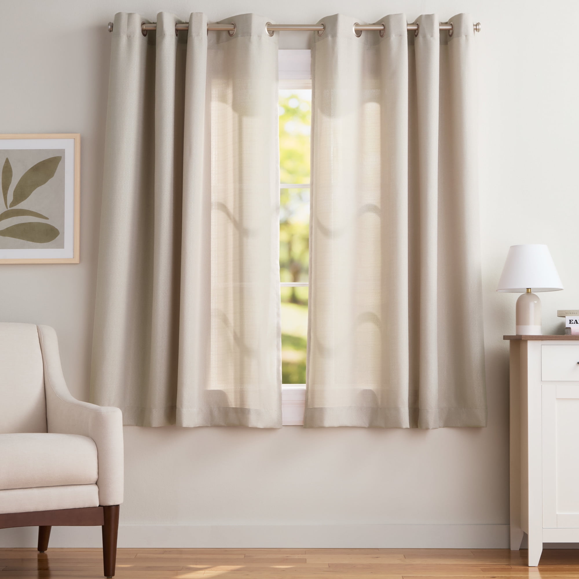 Exclusive Home Loha Linen Grommet Top Curtain Panel Pair, 54"x63", Vintage Linen