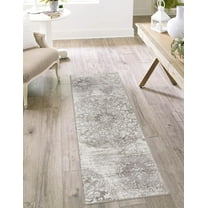 Rugs.com Monte Carlo Collection Rug – 2' x 8' Runner Light Gray Medium Rug Perfect For Living Rooms, Large Dining Rooms, Open Floorplans