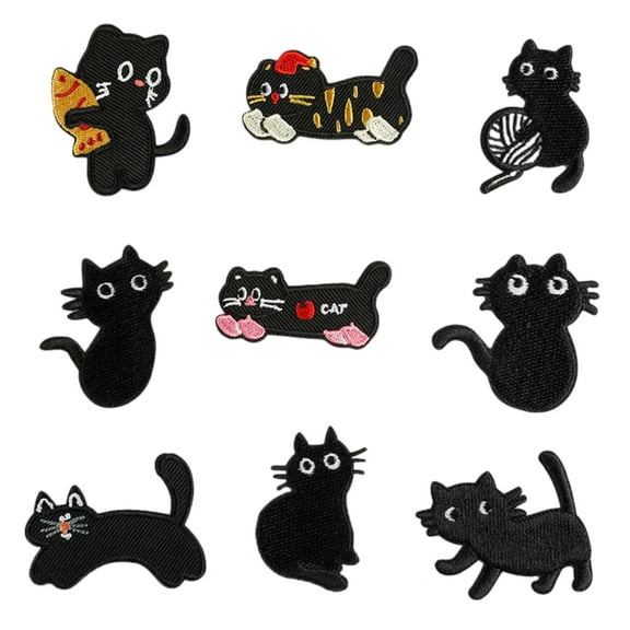 GENEMA 9 Pcs Kitten Sewing Patches Iron On Patches Cats Embroidery Patches for Bag