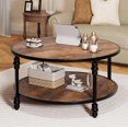 thumbnail image 1 of QinaQin Table Basse Ronde de 36 Pouces avec Rangement, Table Centrale à 2 Niveaux au Design Moderne en Bois, 1 of 8