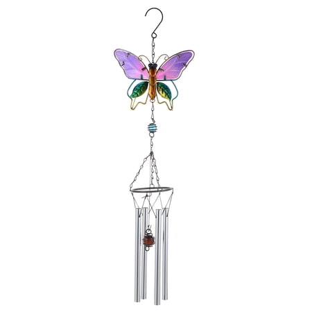 Butterflies Wind Chime Iron Wind Chime Pendant Garden Hanging Wind-bell (Violet)