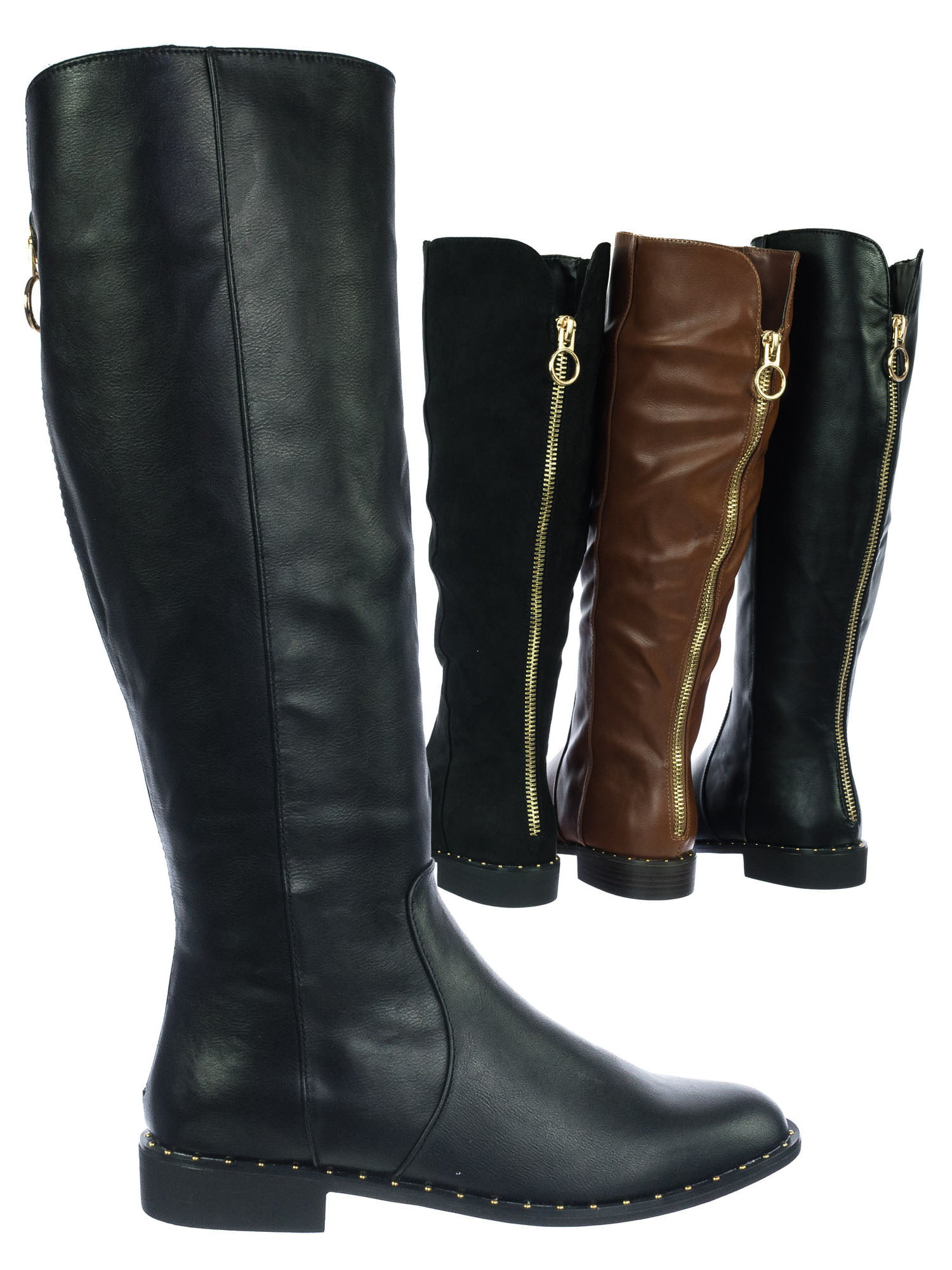 Montage77 F-Leathe Equestrian Winter Warm Fur-Lined Elastic Riding Boots 