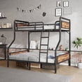 thumbnail image 2 of Hijob Twin over Full Bunk Bed, Antique Heavy Duty Metal Bed Frame with Storage Bag&Hooks for Adults Teens, Convertible into 2 Seperate Beds, Black&Brown, 2 of 11