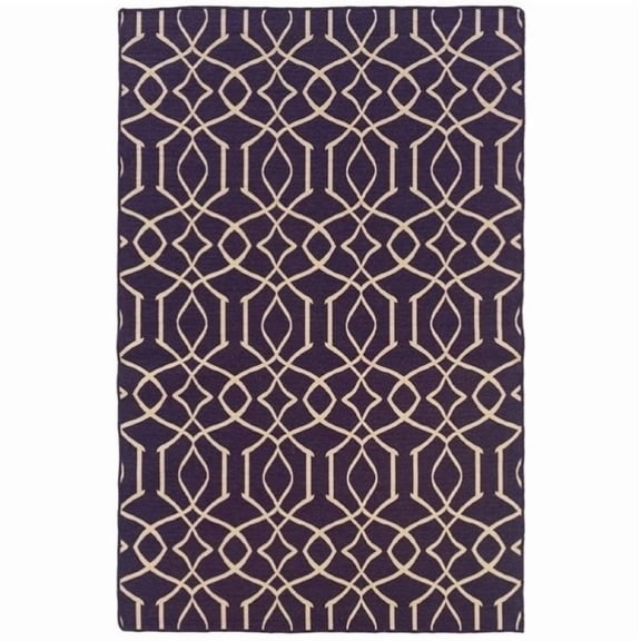 Hawthorne Collection 5' x 8' Hand Woven Irongate Wool Rug in Purple
