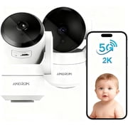 2 Pack 2K Indoor Security Camera Wireless, 360° Pan-Tilt Wi-Fi Pet/Baby Monitor with AI Motion Detection, Night Vision, Phone App, Cloud & SD Storage (5G/2.4G Hz)