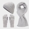 thumbnail image 2 of Weikingp Clearance! Scarf, Hat, Glove Set, Scarf Gloves Hat Set for Teen Girls Women&Men Autumn Winter Warm Wool Hat Scarf Gloves Three, Scarf for Women, gray1, 2 of 5