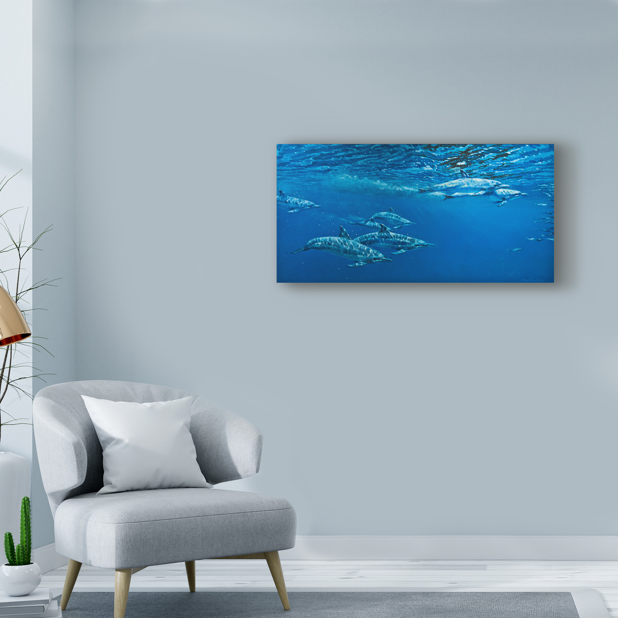 Trademark Fine Art 'Dolphins In Open Water' Canvas Art by Michael Jackson