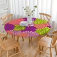 thumbnail image 3 of Boho Floral Print Round Tablecloth with Elastic Hem, 44 Inch Fits 38"-42" Tables, Liquid Resistant Vinyl Cover for All Occasions, 3 of 7