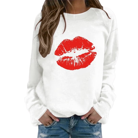FKMJH Valentine's Day Sweatshirt for Women Matching Valentine Sweatshirts Comfortable Pullover Gifts for Girlfriend Cute Love Heart Graphic Hoodie Valentine's Gifts for Her