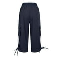 thumbnail image 5 of Tnhcen Women's Multi-Pocket Cargo Pants Capri Pants Lightweight Hiking Jogger Pants Twill Drawstring Cuff Capri Trousers S-2XL, 5 of 7
