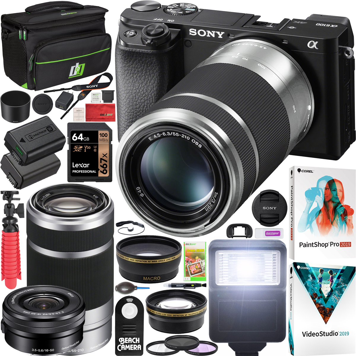 Sony a6100 Mirrorless Camera 4K APSC ILCE6100YB S 2 Lens Kit 1650mm