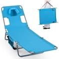 thumbnail image 1 of Costway Patio Tanning Chair,Folding Beach Lounge Chair with 5-Position Adjustable Backrest Turquoise, 1 of 10