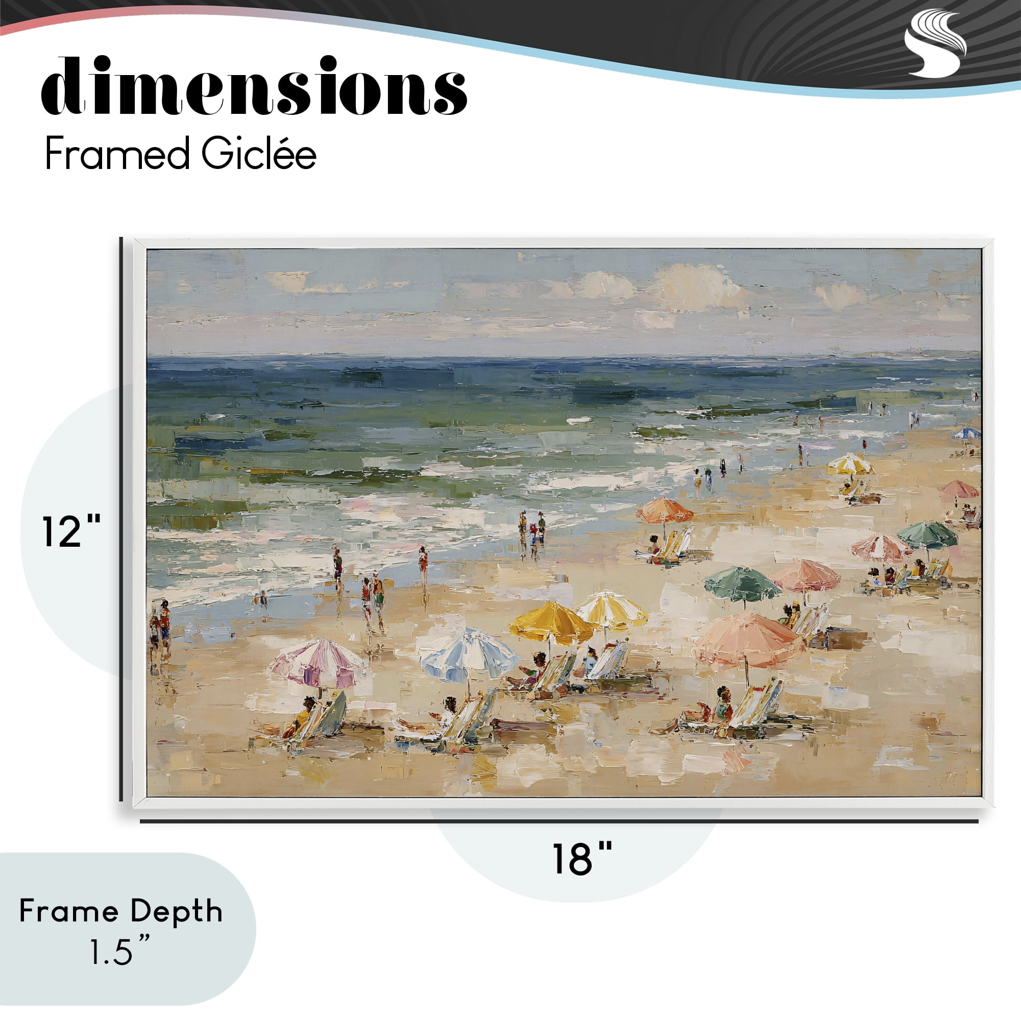 Stupell Industries Impressionist Summer Beach Day White Framed Giclee Art, design by Jacky Ngan
