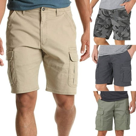 Koszal Cargo Shorts Multi Pockets Thin Men Solid Color All Match Short ...