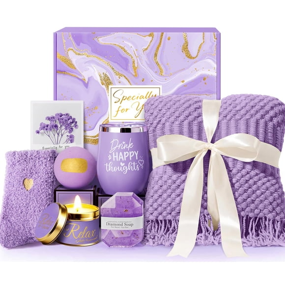 Canasta de regalo ABUDICS Set de spa de lavanda con manta