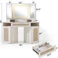 thumbnail image 2 of 46" Corner Vanity Desk with LED Lighted Mirror & Shelves & Charging Station,Makeup Vanity Set with Mirror, Black Makeup Table with Drawers, Grey, 2 of 8