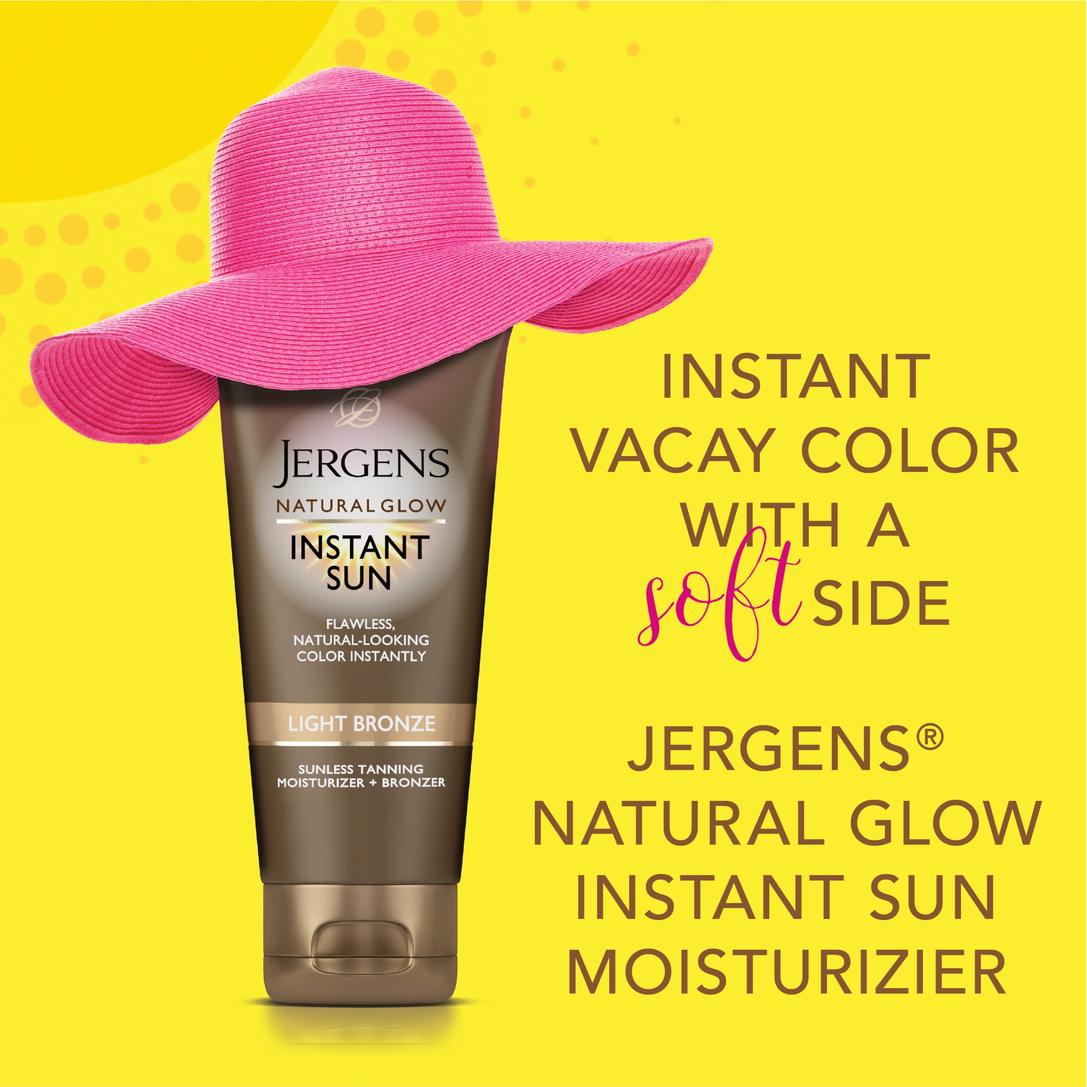 (5 pack) Jergens Natural Glow Instant Sun Sunless Tanning Moisturizer Lotion + Bronzer, Light Bronze, 6 fl oz