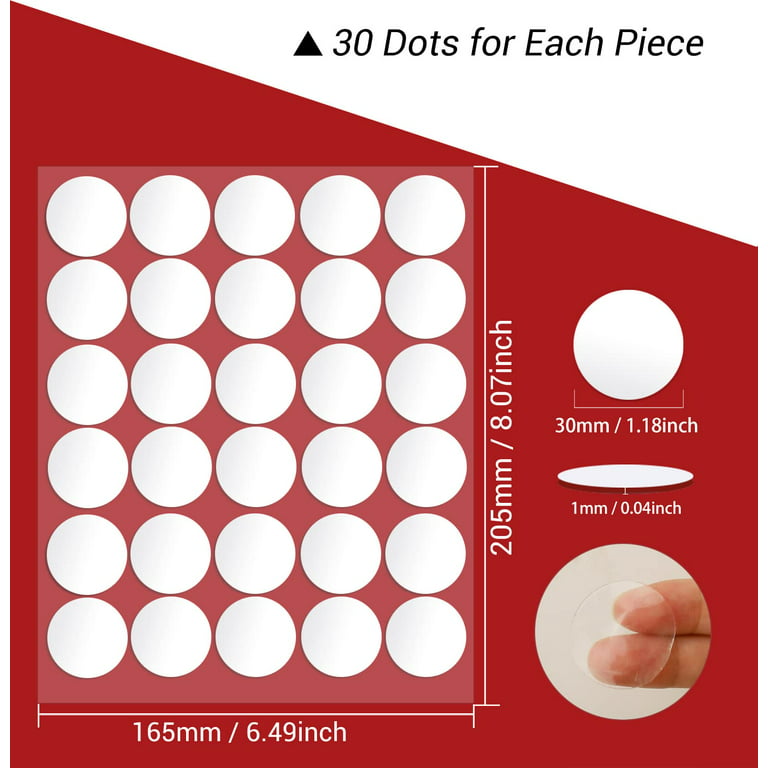 Sticky Dots, 450 Pcs 30mm/1.18\u201d Adhesive Putty, Double Sided Removable  Clear Mounting Round Reusable Tacky Dots Transparent Sticker Glue Tape for