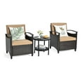 thumbnail image 1 of Pemberly Row 3-piece Contemporary Rattan Patio Furniture Set with Shelf in Brown, 1 of 11
