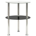 thumbnail image 1 of vidaXL 2-Tier Side Table Transparent & Black 38 cm Tempered Glass, 1 of 5