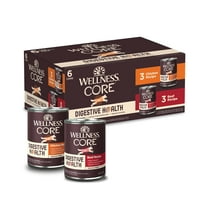 Wellness CORE Digestive Health Chicken & Beef Paté Variety Pack Grain Free Wet Dog Food, 13 Ounce Can (Pack of 6)