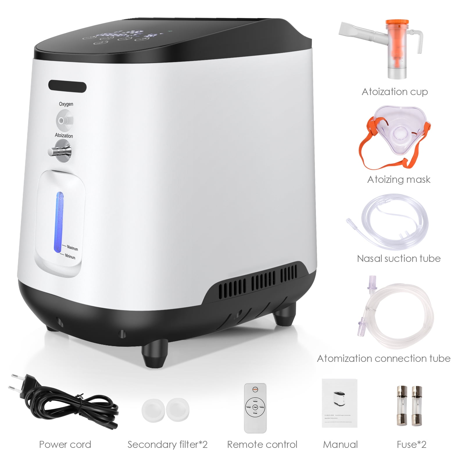 YANGKING Household&7L O2 Tube Machine,Quiet, 35-90% Concentration, Home Travel Use, RemoteControl