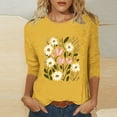 thumbnail image 2 of DeHolifer T-Shirts for Women 3/4 Sleeve Floral Printed Lightweight Summer Trendy Short Sleeve T-Shirts Yellow S, 2 of 4