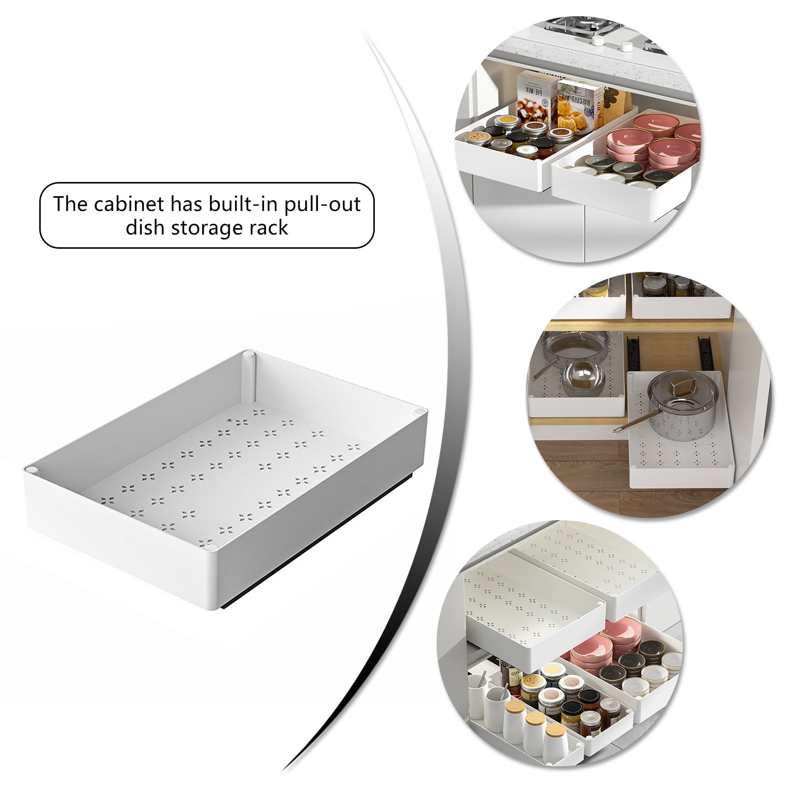 Stackable Slide Out Cabinet Baskets Sturdy Kitchen Dishes Storage Drawer Organizers Practical Pull Out Holder Rack
