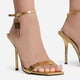 thumbnail image 1 of Sandalias transparentes de tacón alto de verano 2023 para mujer, sandalias doradas con tacón de gatito y correa para el tobillo, zapatos de boda, sandalias de gladiador con tacón para mujer 39 Gao Jinjia LED, 1 of 2