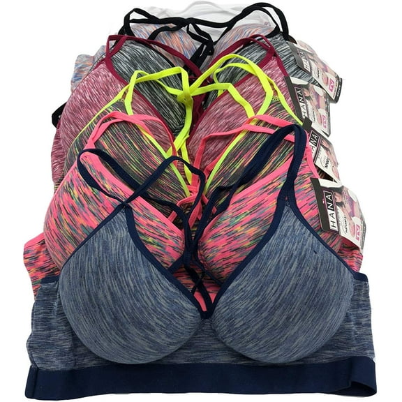 Iheyi 6 Pieces Raceback Pull Over Plain Cotton Sports Bra B C cup (38B)