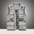 thumbnail image 2 of Men Mesh Breathable Multi-Pocket Vest Outdoor Travelers Fly Fishing Photography Big and Tall Size M-4XL Gray, 2 of 4