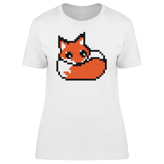 Cute Curled Fox Pixel Art Tee Women's -Image by Shutterstock