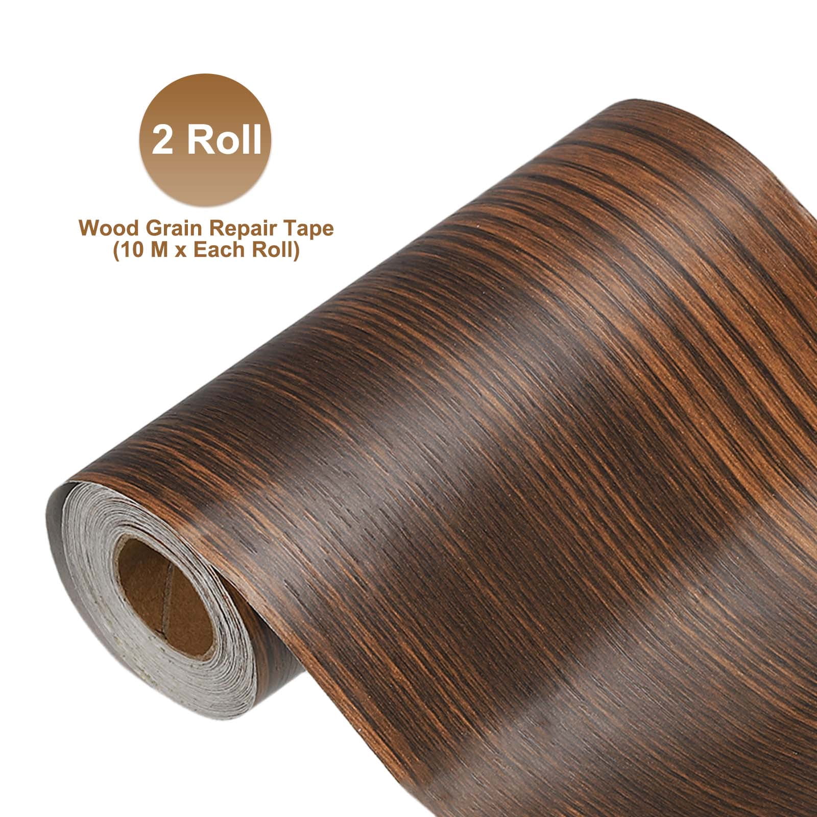 6 Inch x 66ft Wood Grain Repair Tape, Self Adhesive Realistic Textured Repair Tape Patch for Floor Door Table Cabinets Desk, Brown Wood