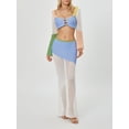 thumbnail image 3 of Lamuusaa Women Knit Skirt Set,Long Sleeve Hollowed Crop Top with Low Waist Long Skirt Summer Outfit, 3 of 9