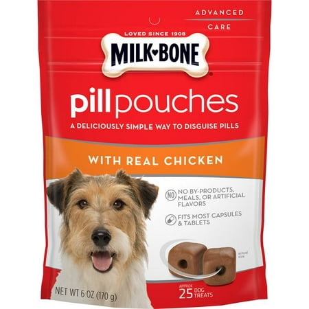 (5 pack) Milk-Bone Pill Pouches With Real Chicken Dog Treats - (Best Way To Get Dogs To Take Pills)